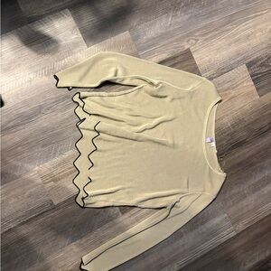 Alba Cream Long Sleeve Top with Black Trim